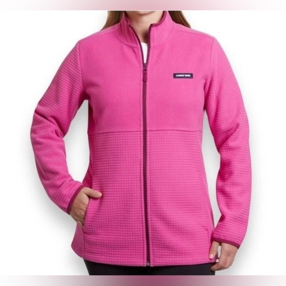 Lands' End Women's Bright Pink Full‑Zip Teddy Fleece Jacket